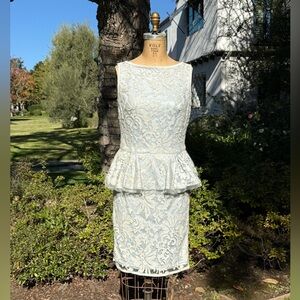 Tadashi Shoji lace pencil dress with peplum embellishment - size 6